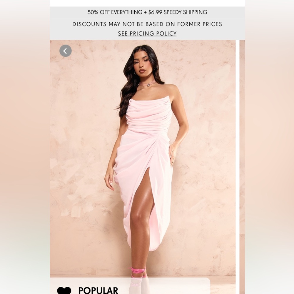 PrettyLittleThing Soft Pink Dress with Branded Neck Label